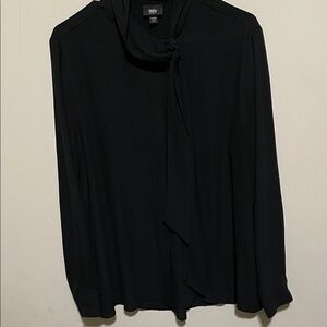 Hinge Black Blouse with Tie Neck